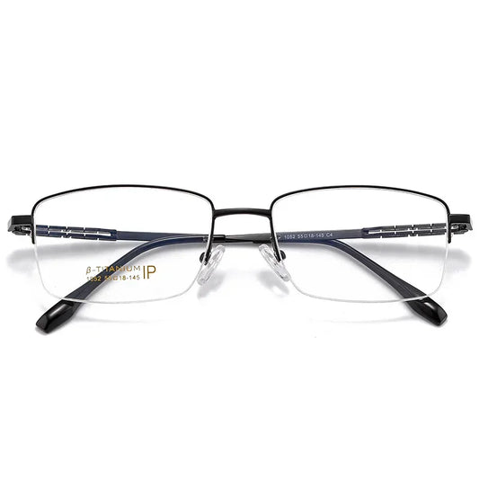 Pure Titanium Business Men's Half-rim Reading Glasses Men Fashion Simple Design Anti-blue Light Prescription Glasses 1052