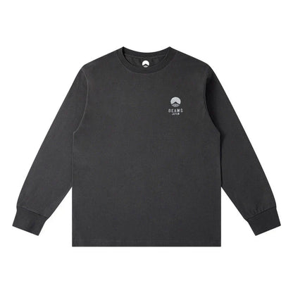 Autumn Limited Edition Japan Fuji Mountain Embroidered Loose Couple Men Women Long Sleeve T-Shirt Cotton Casual O-Neck Tops
