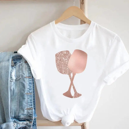 Women's Geometric Floral Print European and American Clothing Short Sleeve T-shirt Women Clothes  Tops  Harajuku