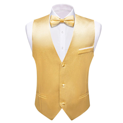 Elegant Silk Vest for Men Wedding Solid Gold Green Pink Purple Red Waistcoat Tie Bowtie Set Sleeveless Jacket Suit Barry Wang