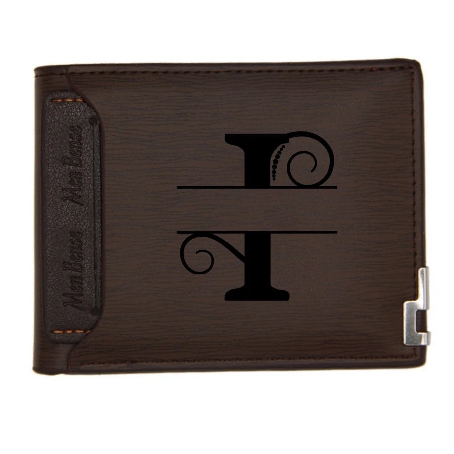 Personalized Wallet for Men Custom Wallets for Men Engraved Letter Name Leather Wallet Bifold Custom Gifts for Dad/Husband