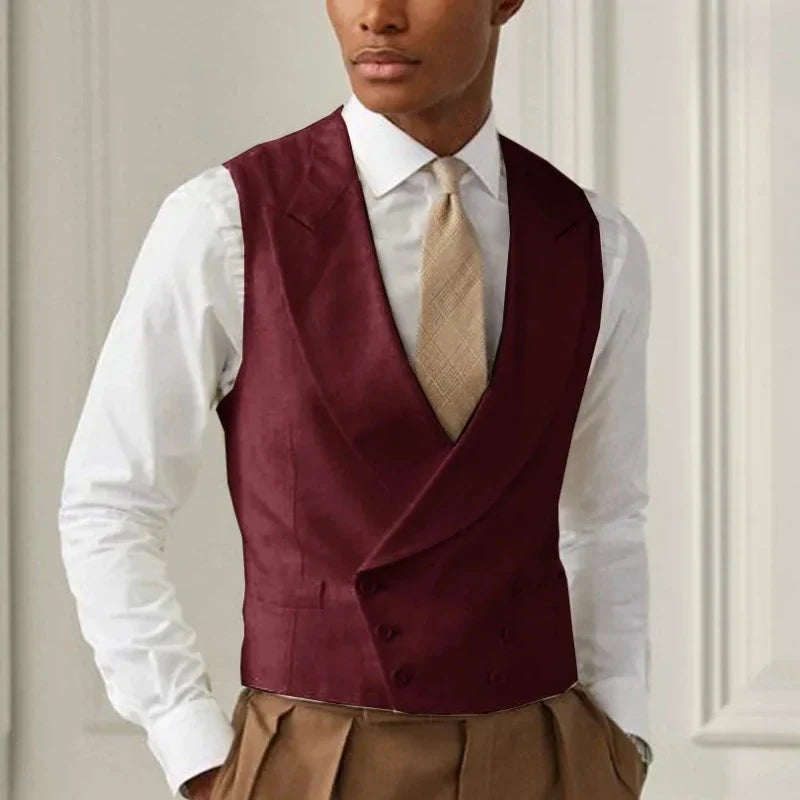 Men Vest White Solid With Lapel Gentleman Business Waistcoat Vintage Regular Slim Wedding Banquet Men Suit Vest