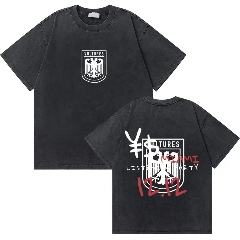 Washed Vintage Rapper Kanye West Graphic T-shirts THE LIFE OF PABLO Cover Print Tshirt Men Hip Hop Fashion Oversized T Shirts