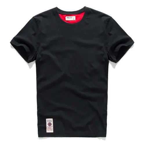 Men's T-Shirt Summer Cotton Solid T-Shirt Men's Short Sleeve Tee Fancy Yarns High Quality Classical Tops T Shirts Color Wine Blu
