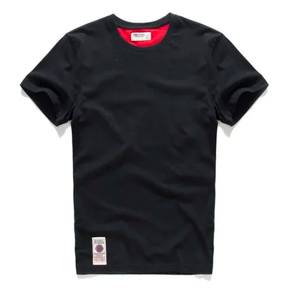 Men's T-Shirt Summer Cotton Solid T-Shirt Men's Short Sleeve Tee Fancy Yarns High Quality Classical Tops T Shirts Color Wine Blu