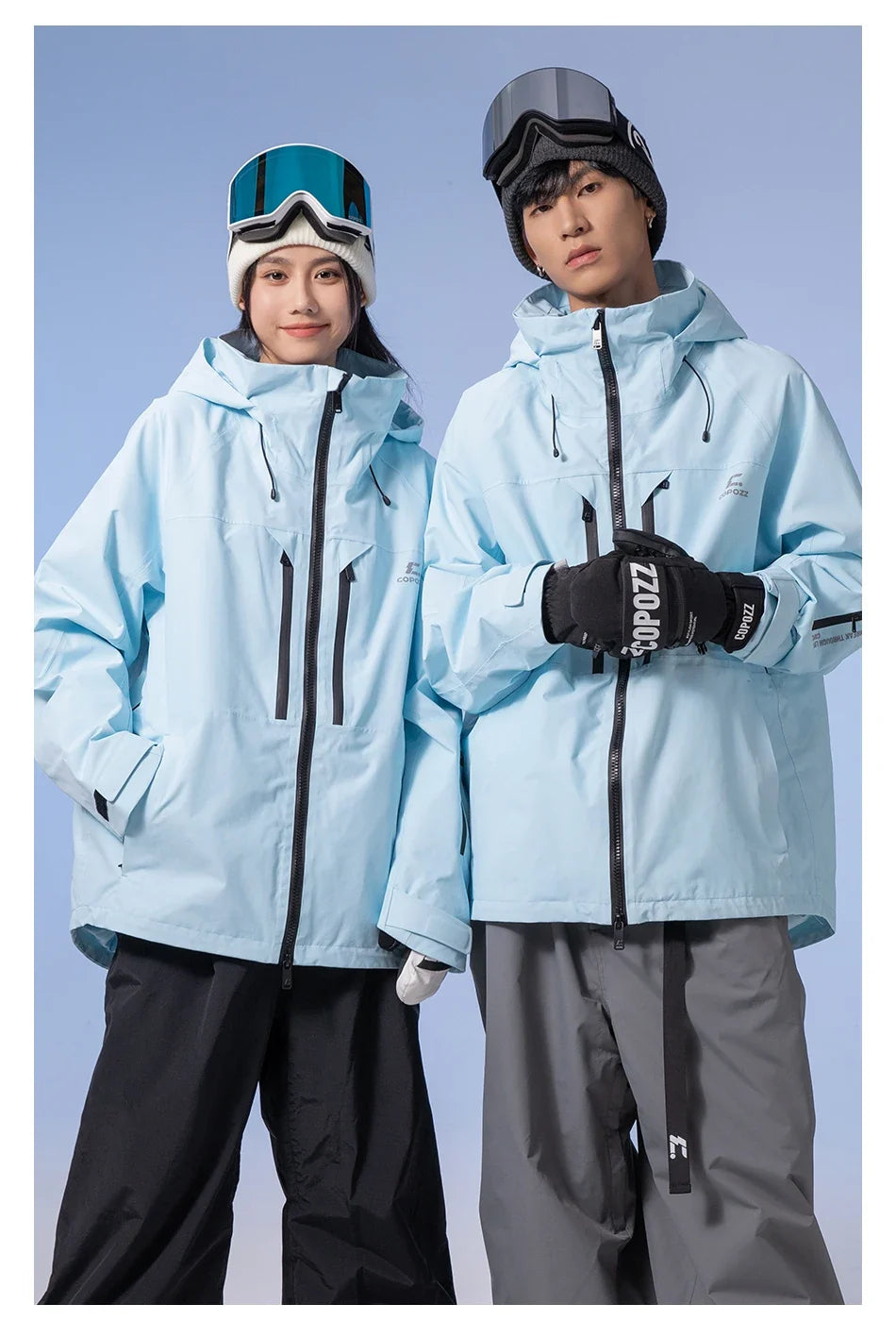 Thicken 3L Ski Jacket Men Women Windproof Waterproof Winter Ski Coat Ski Wear Solid Color Hooded Warm Snowboard Ski Suit