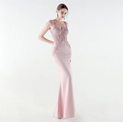 10 Colors Women's Sexy Slit Evening Dress with Appliques Soft Satin Wedding Party Dresses Prom Gowns robe de soiree