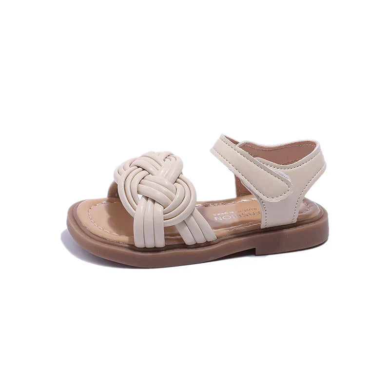 Children Fashion Girls Sandals Casual Weave Breatheable 2023 New Summer Beach Shoes Princess Flats Hook & Loop Chic Kids Korean