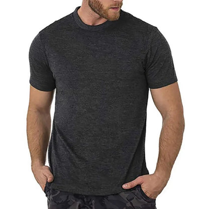 Men's 100% Superfine Merino Wool T-Shirt Base Layer Wicking Breathable Quick Dry Anti-Odor No-itch Comfortable Fit Size