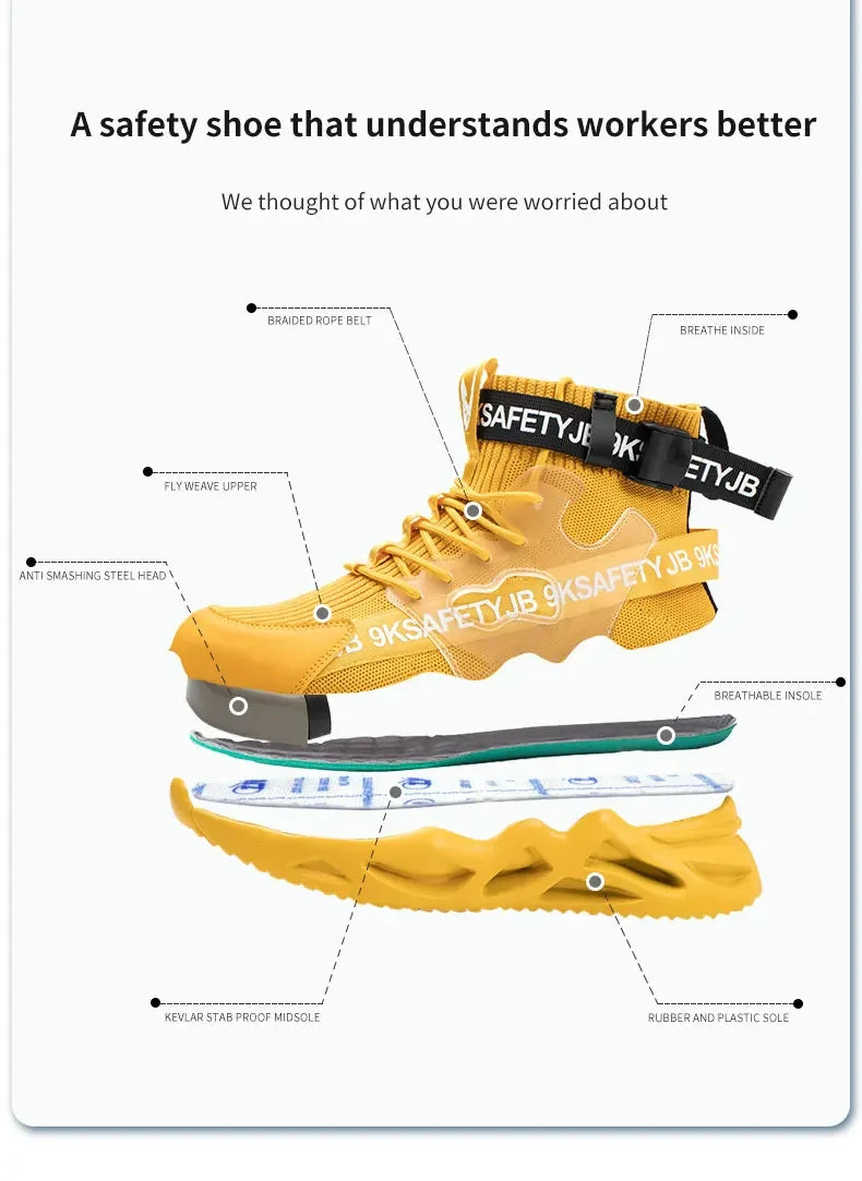 steel toe safety boots for men protective shoes industrial safety shoe woman light work shoes anti-puncture work safety sneakers