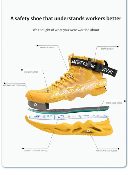 steel toe safety boots for men protective shoes industrial safety shoe woman light work shoes anti-puncture work safety sneakers
