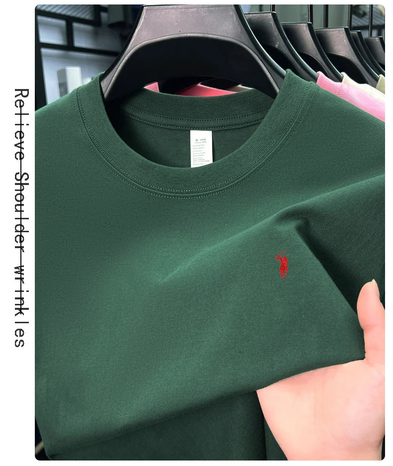 100% cotton high-end short sleeve T-shirt summer designer brand pony embroidery round neck top fashion casual golf men's wear
