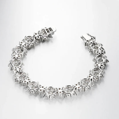 Luxury 35-39cttw D Color Gradient Full Moissanite Sunflower Tennis Necklace for Women S925 Silver All Diamond Neck Chain