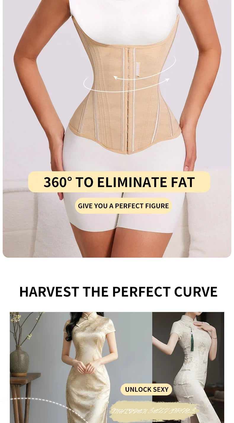 U-shaped Waist Trainer Corset Workout Body Shaper Breast Lifted Waist Trainer Soft Steel Bone Slimming Women's Shapewear