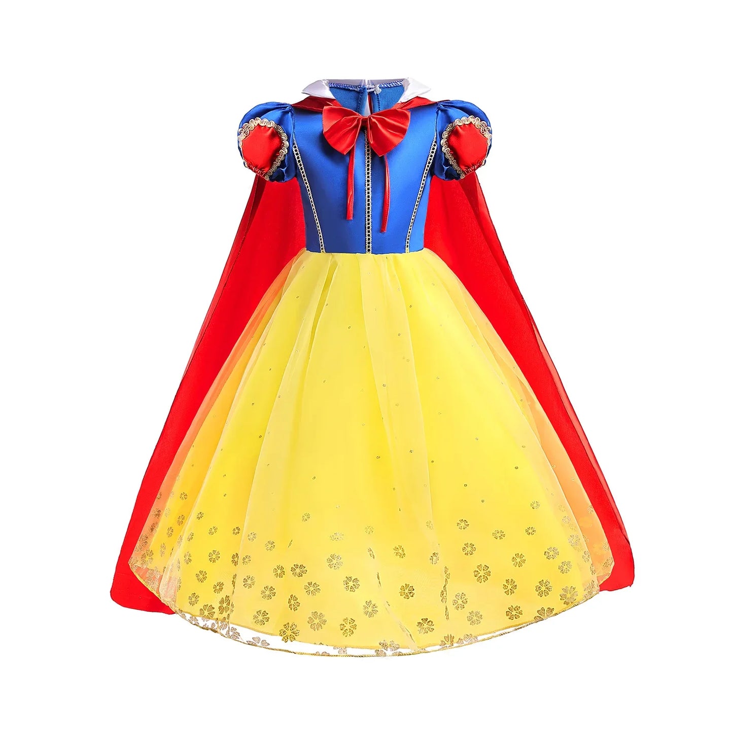 Popular Movie LED Princess Dress, White Snow Dress, With Cape And Headpiece For Halloween Carnival Birthday Party Cosplay