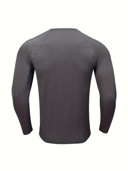 Men's fitness long sleeved T-shirt, men's quick drying football basketball tight top, high elasticity cycling compression traini