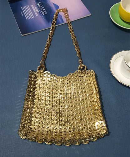 Women's Bag Designer Handbag Aesthetic Bags Hand Woven Metal Gold Silver Splicing Clutch Luxury Holiday Shoulder Bag Tote Bag