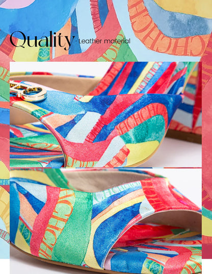 Women's Thick Heel Sandals 2024 Brand New Square Open Toe Sliding Toe Sandals