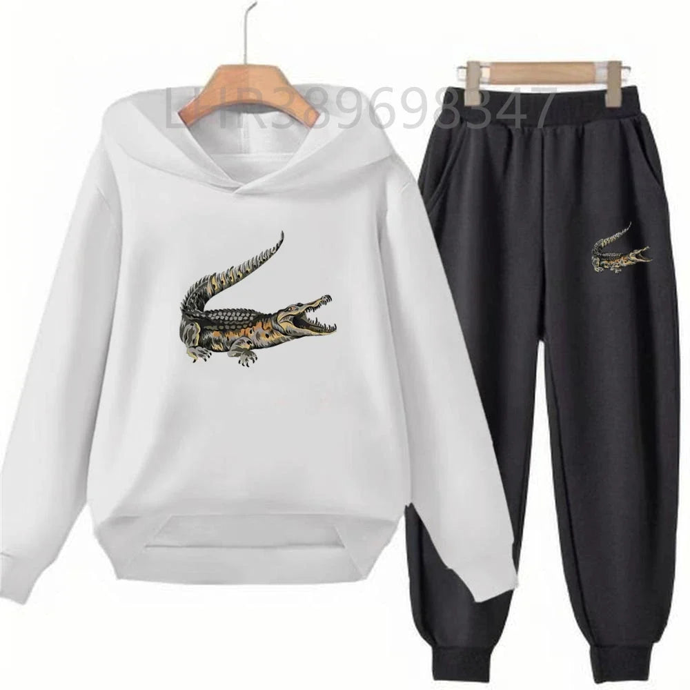 American Crocodile Hoodie Kids 3-12 Years Boys Girls Casual Tops+Pants Sets Children Long Sleeves Autumn New Fashion Clothes