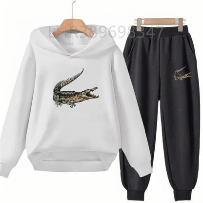 American Crocodile Hoodie Kids 3-12 Years Boys Girls Casual Tops+Pants Sets Children Long Sleeves Autumn New Fashion Clothes