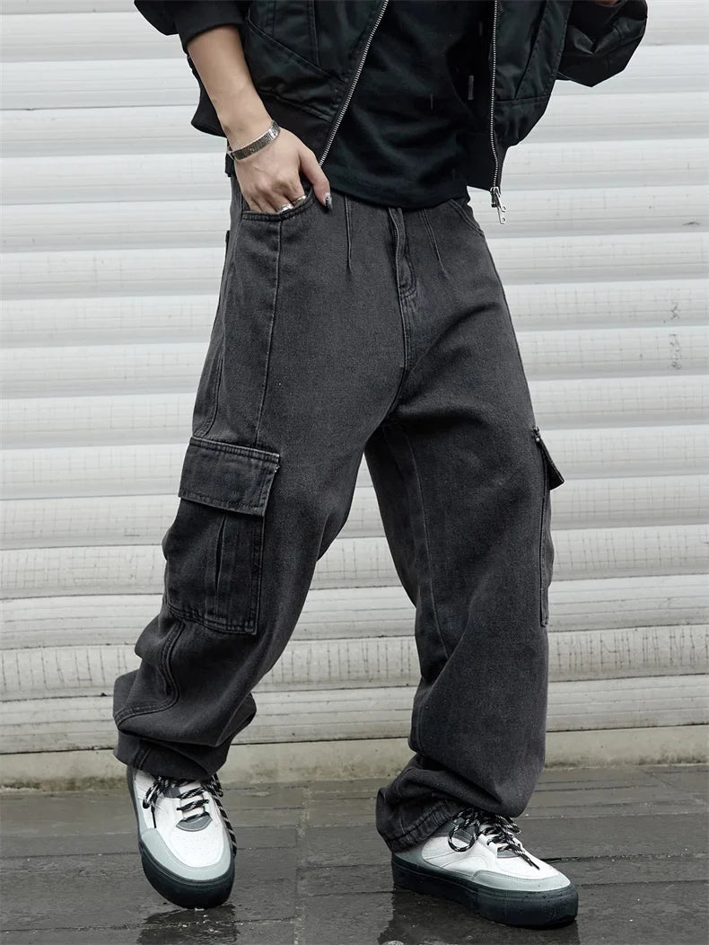 Y2k New Baggy Jeans Male Hip Hop Harajuku Trousers Wide Leg Denim Pants Men's Jeans Streetwear Korean Oversize Cargo Pants