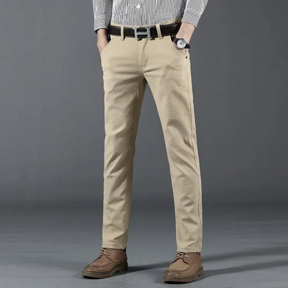 New Mens Spring Summer Business Casual Pants Fashion Cotton Soft Stretch Straight Classic Trousers Korean Solid Color Man Pants