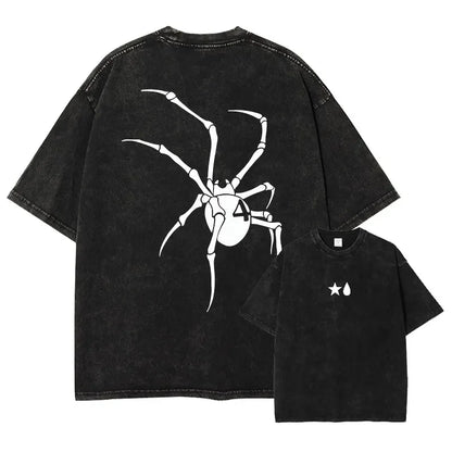 T-shirts Vintage Washed Anime Hunter T Shirt Oversize Manga Killua Zoldyck Gon Hisoka Chrollo Tops Tees Men 100% Cotton