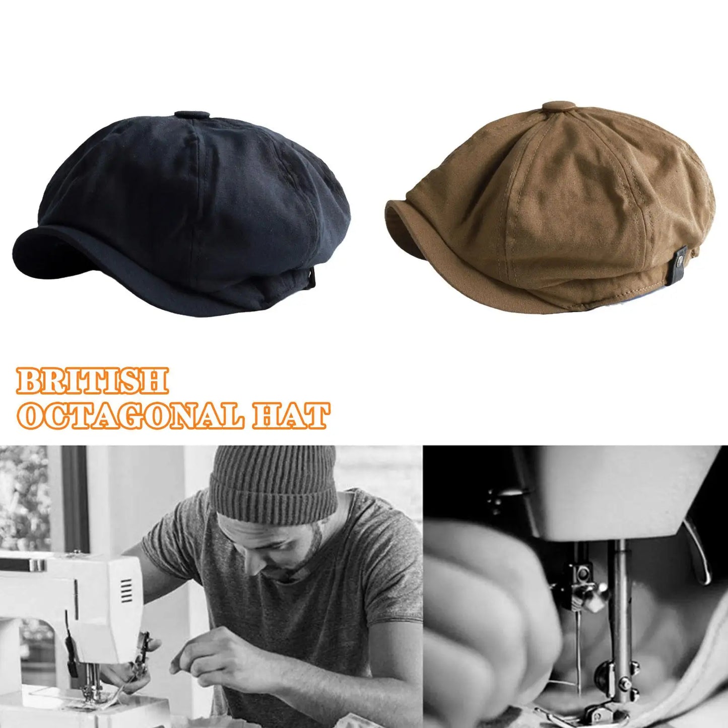 British Style Newsboy Men Cotton Ascot Dad Khaki Male Spring Autumn Vintage Brand Octagonal Flat
