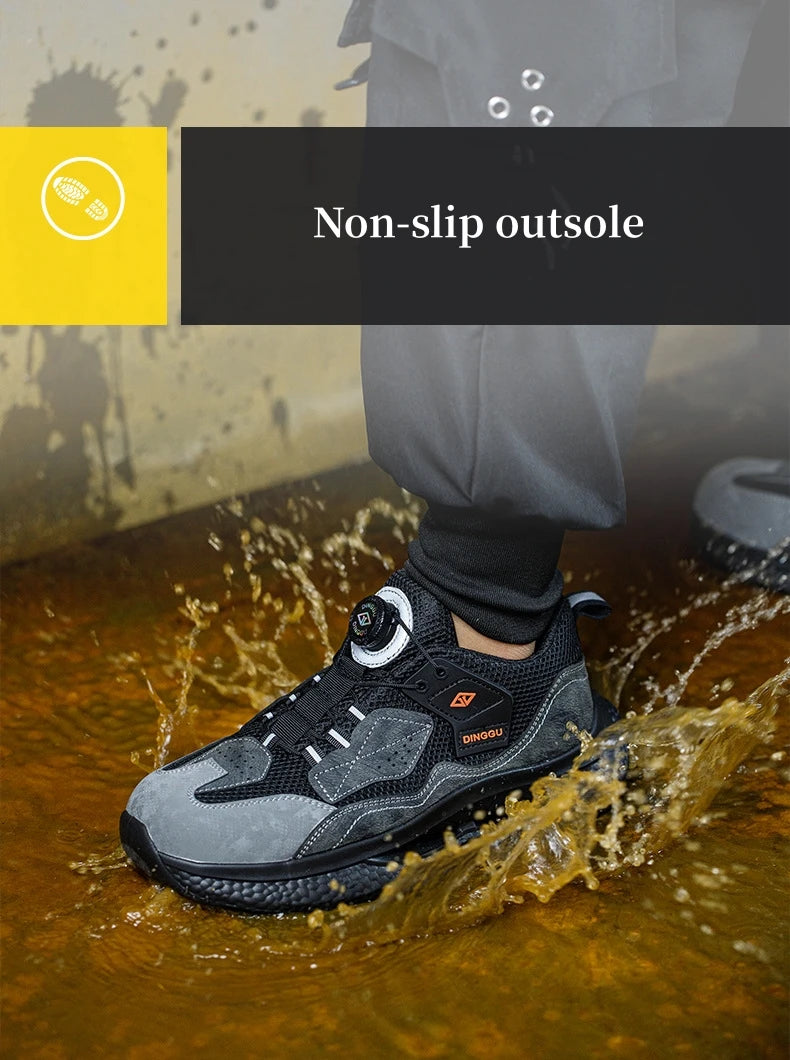 Rotary Buckle Work Sneakers Protective Shoes Safety Industrial Puncture-Proof Anti-smash Steel Toe Shoes