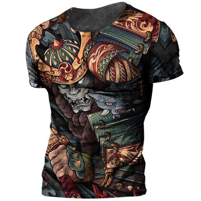 3D Printed Japanese Samurai T-Shirt For Men Cool Warrior Graphic Tees Casual Harajuku Loose O-Neck T Shirts Short Sleeve Tops