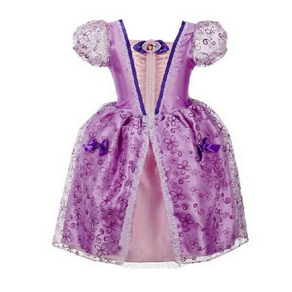 Disney Cinderella Cosplay Costume Kids Clothes for Girls Sequins Princess Dress with Floral Bow Birthday Party Ball Gown