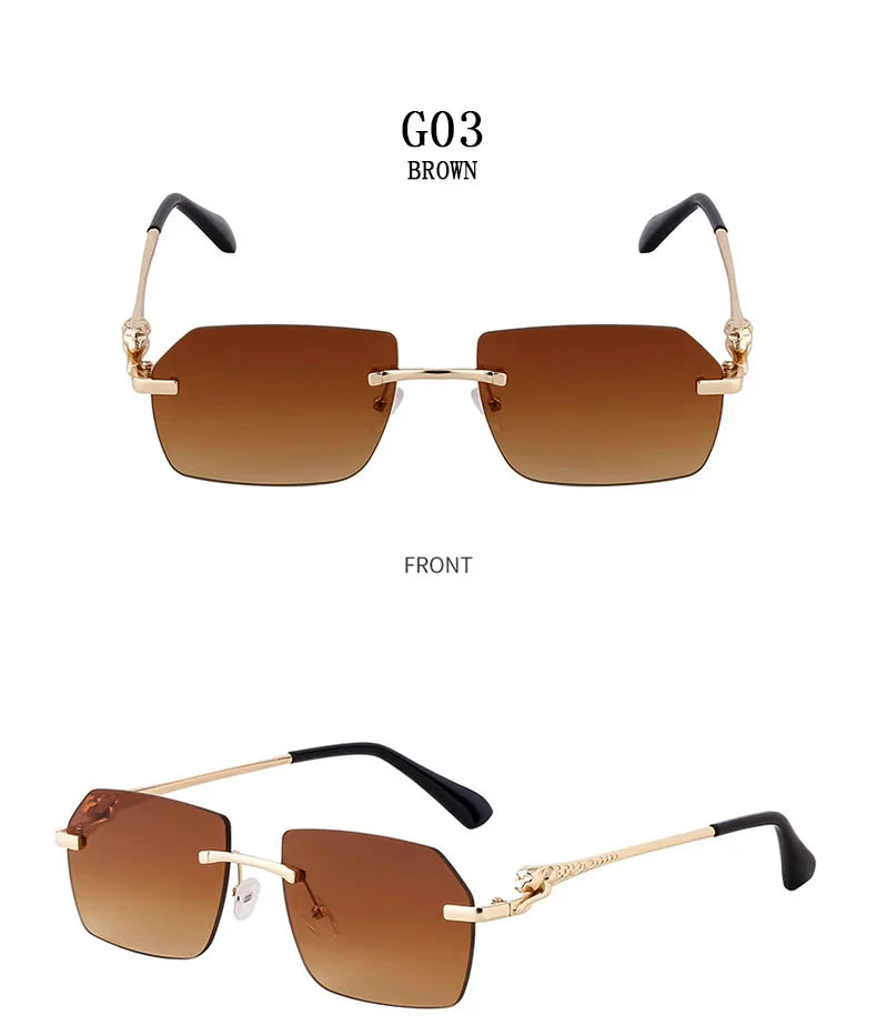 Rimless Sunglasses Women 2024 Luxe Vintage Designer Sunglasses For Men Retro Fashion Glasses De Sol Mujer Lunette Soleil Femme