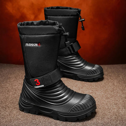 Men's New Snow Boots for Autumn and Winter, Fleece-Lined and Thickened, Cold-Proof, Outdoor Warm, Waterproof, Anti-Skiing, Hiking Boots