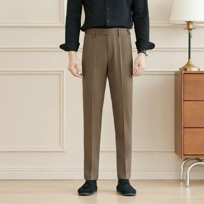 New Lnvisible Elastic Waist Design Men Business Casual Trousers High Quality Solid Slim Fit Office Social Fashion Suit Pants