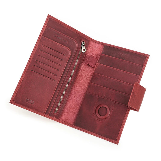 Portefeuille familial en cuir véritable avec étui Airtag anti-perte, étui pour passeport, porte-cartes, porte-stylo, pochette de voyage pour passeport
