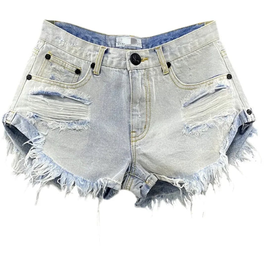 Sexy Low-waisted Denim Shorts 2026 New Summer Hole A Wide-leg Pants Ripped Jeans for Women