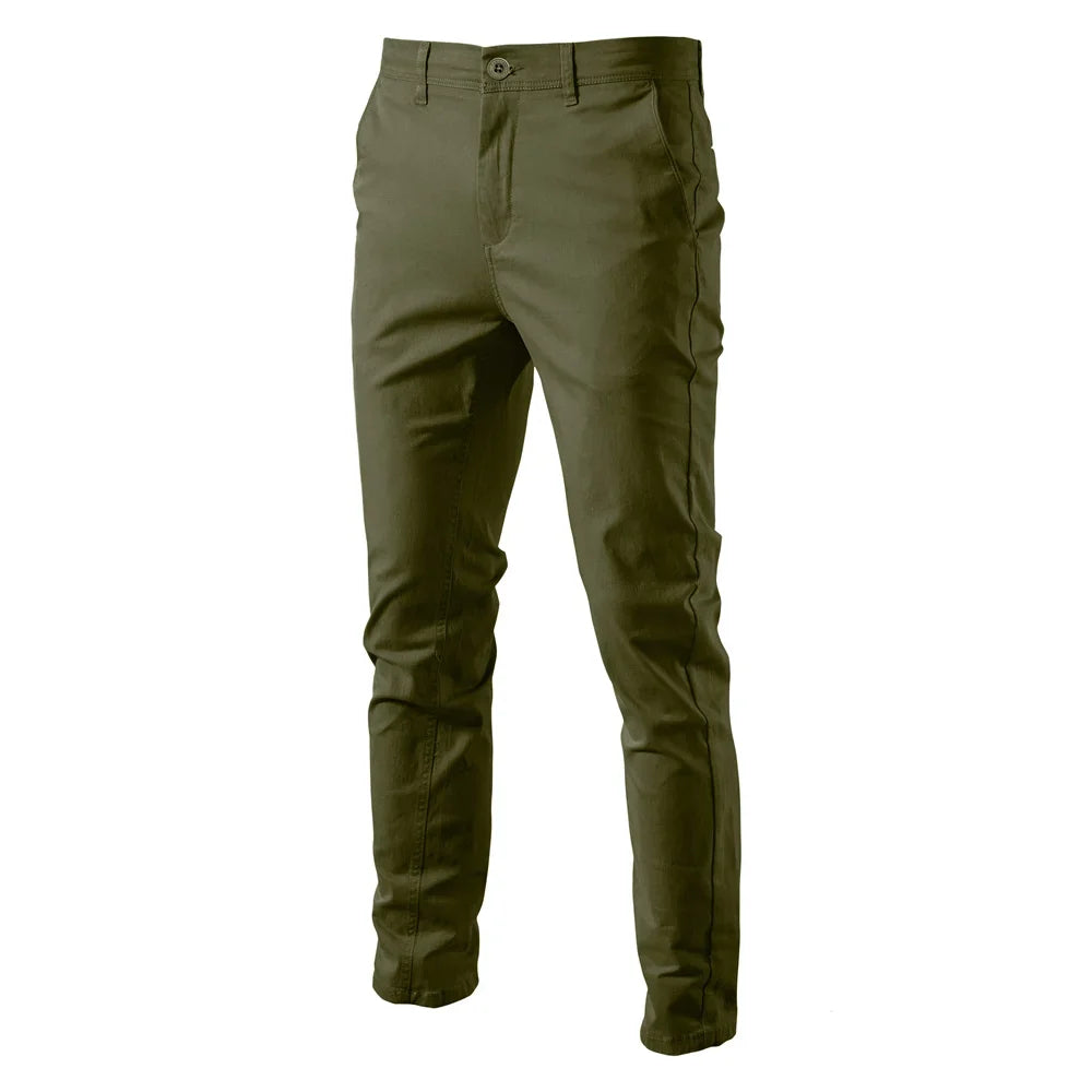 Casual Cotton Men Trousers Solid Color Slim Fit Men's Pants New Spring Autumn High Quality Classic Business Pants Men