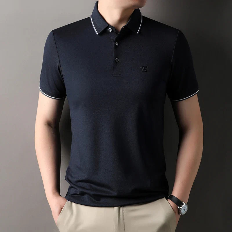 Men's Embroidered Short Sleeved Cotton Polo Shirt High End Brand Lapel T-Shirt Simple Casual Summer Breathable Top Men's Wear