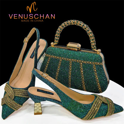 Italian Design Diamond-Encrusted Bag And Pointed High-Heeled Shoes Are Noble And Elegant Full Of Diamonds for Banquets Wedding