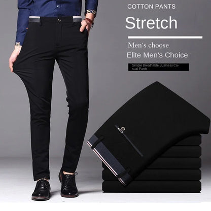 Black Suit Pants for Men Spring and Autumn Stretchy and Non-Ironing Office Trousers Slim Fit Formal Pants for Men Dress Pants