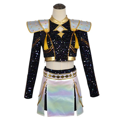 Hot Selling Korean Style Woman Suit Halloween Cosplay Hot Woman Show Costume Black Shiny Suit Halloween Birthday Party Costume