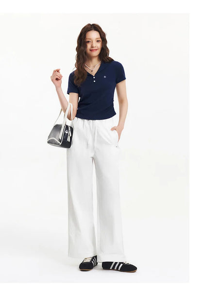 Semir Polo Shirt Women Cropped Blazer Collar 2025 New Summer Embroidered Cool Feeling Slim Fit Top Slimming for Chic Outfits