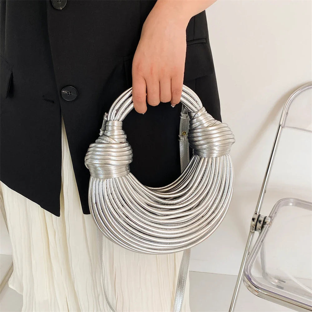 MOODS Luxury Evening Purses For Women Golden Noodle Knot Design Dinner Party Clutch Bag 2023 Luxury Designer Purses And Handbags