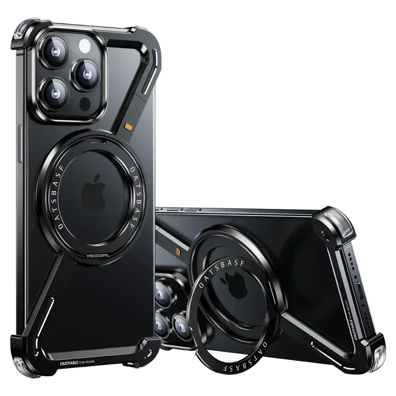Z Case for iPhone 16 15 14 13 12 Pro Max for Magsafe 360°Rotatable Magnetic Kickstand Metal Frameless Bumper Phone Cover