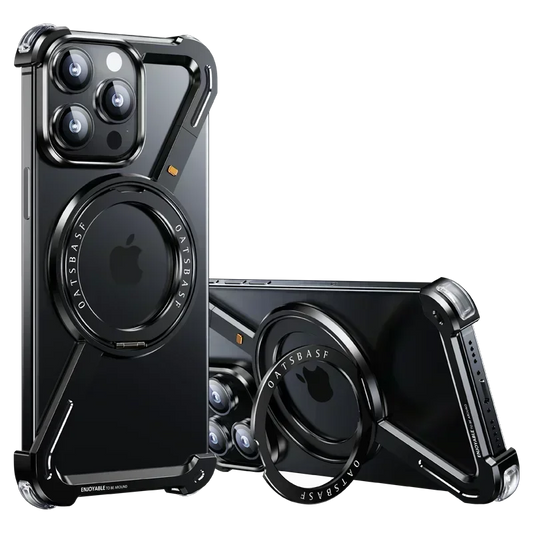 Z Case for iPhone 16 15 14 13 12 Pro Max for Magsafe 360°Rotatable Magnetic Kickstand Metal Frameless Bumper Phone Cover