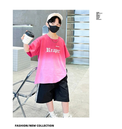 Children Summer Set for Boy Cotton Short Sleeve T-shirt And Shorts Clothing Set Kids Hip Hop Rapper Outfit Suit 2 Pcs Tracksuit