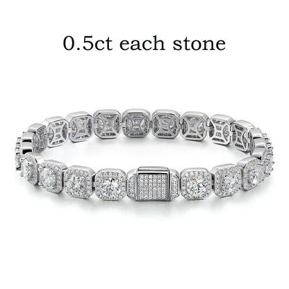 4/5/6.5mm Full Diamond 100% Real Moissanite Bracelets for Men Women Classic Luxury Bangles Pure 925 Sterling Silver Chain