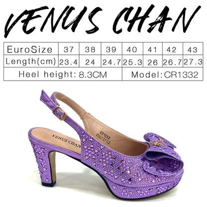 Elegant Italian Women's Party Shoe and Bag Set – Chic Champagne Rhinestone Peep-Toe High Heel Sandals Perfect for Weddings
