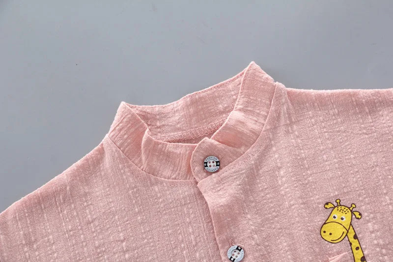 0-5Years New Baby Boy Girl Summer Clothes Suits Toddler Cartoon Giraffe Shirt Shorts 2pcs/sets Children Clothing Tracksuits Set