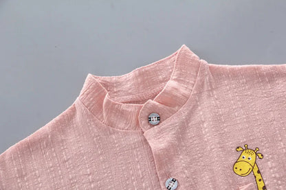 0-5Years New Baby Boy Girl Summer Clothes Suits Toddler Cartoon Giraffe Shirt Shorts 2pcs/sets Children Clothing Tracksuits Set